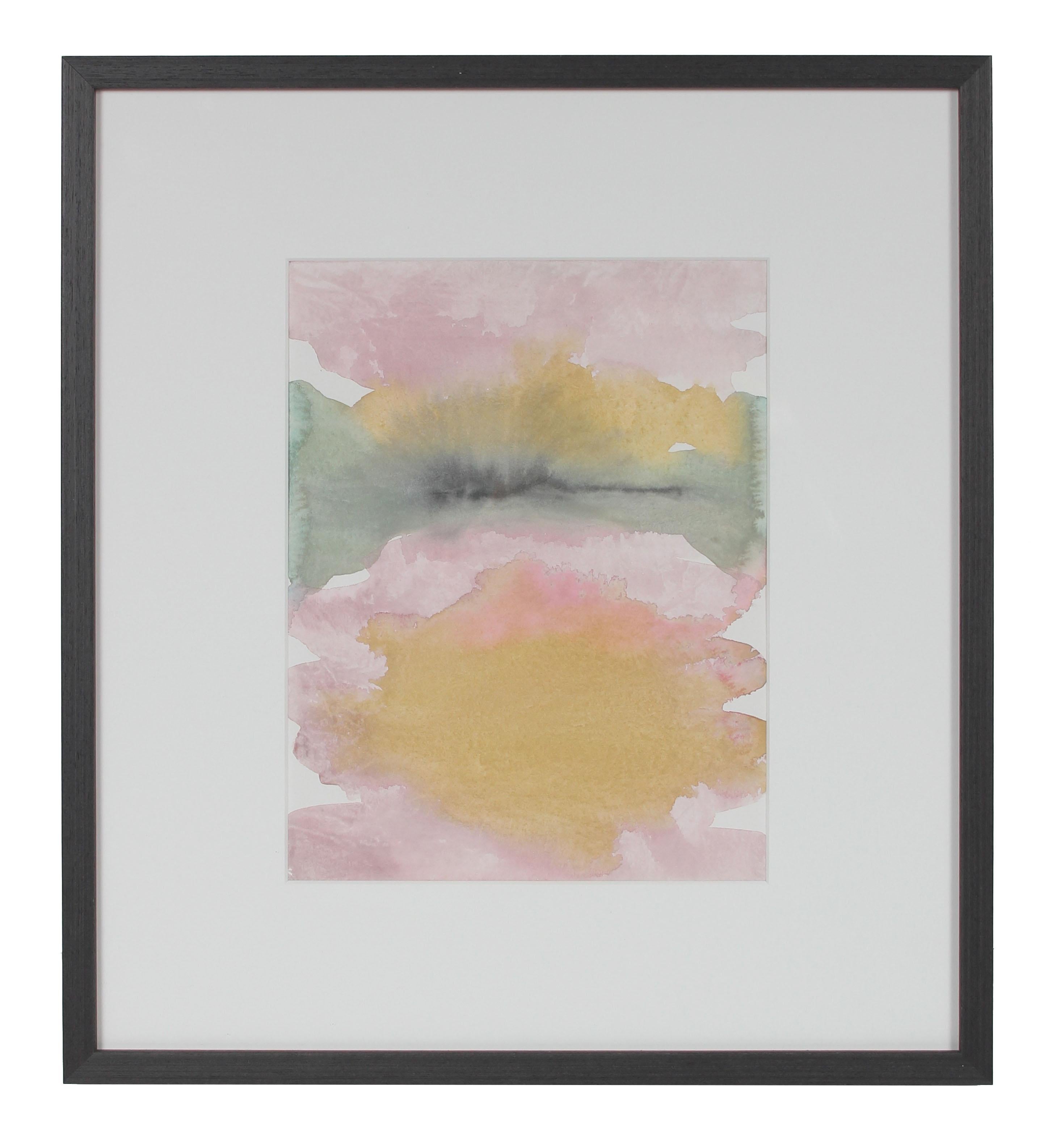 Rob Delamater Abstract Drawing - "A Storm in the Desert, Nevada" Pale Gouache Painting, 2017