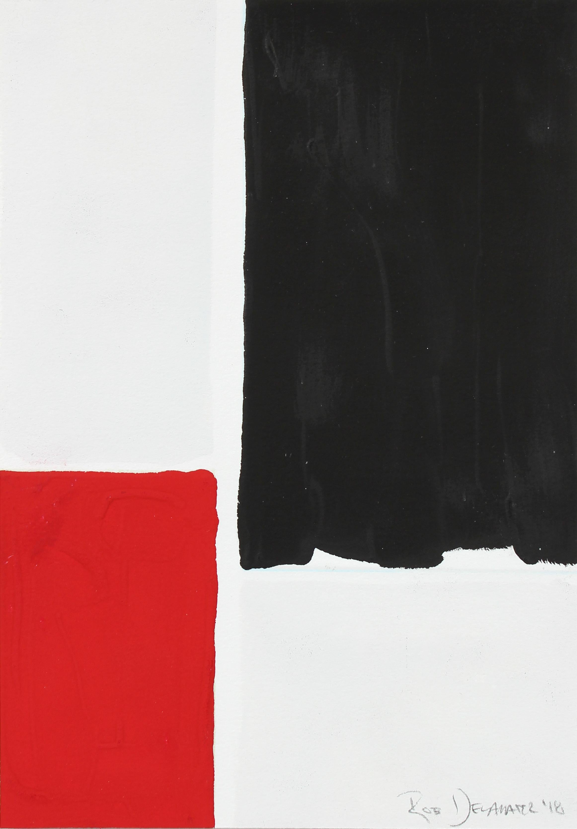 Abstract Painting Rob Delamater - « Noir et rouge I », gouache sur papier, 2018