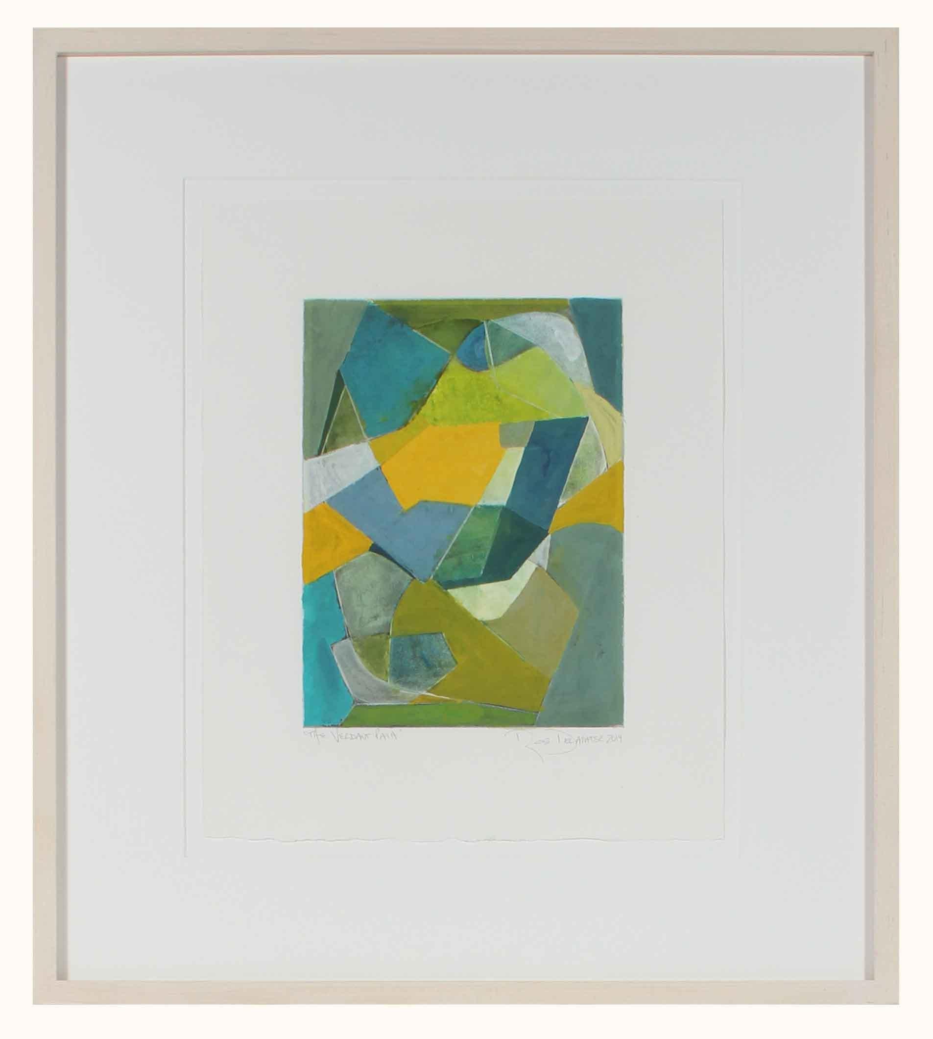 Rob Delamater Abstract Painting - "The Verdant Path" Ink & Gouache Abstract, 2014
