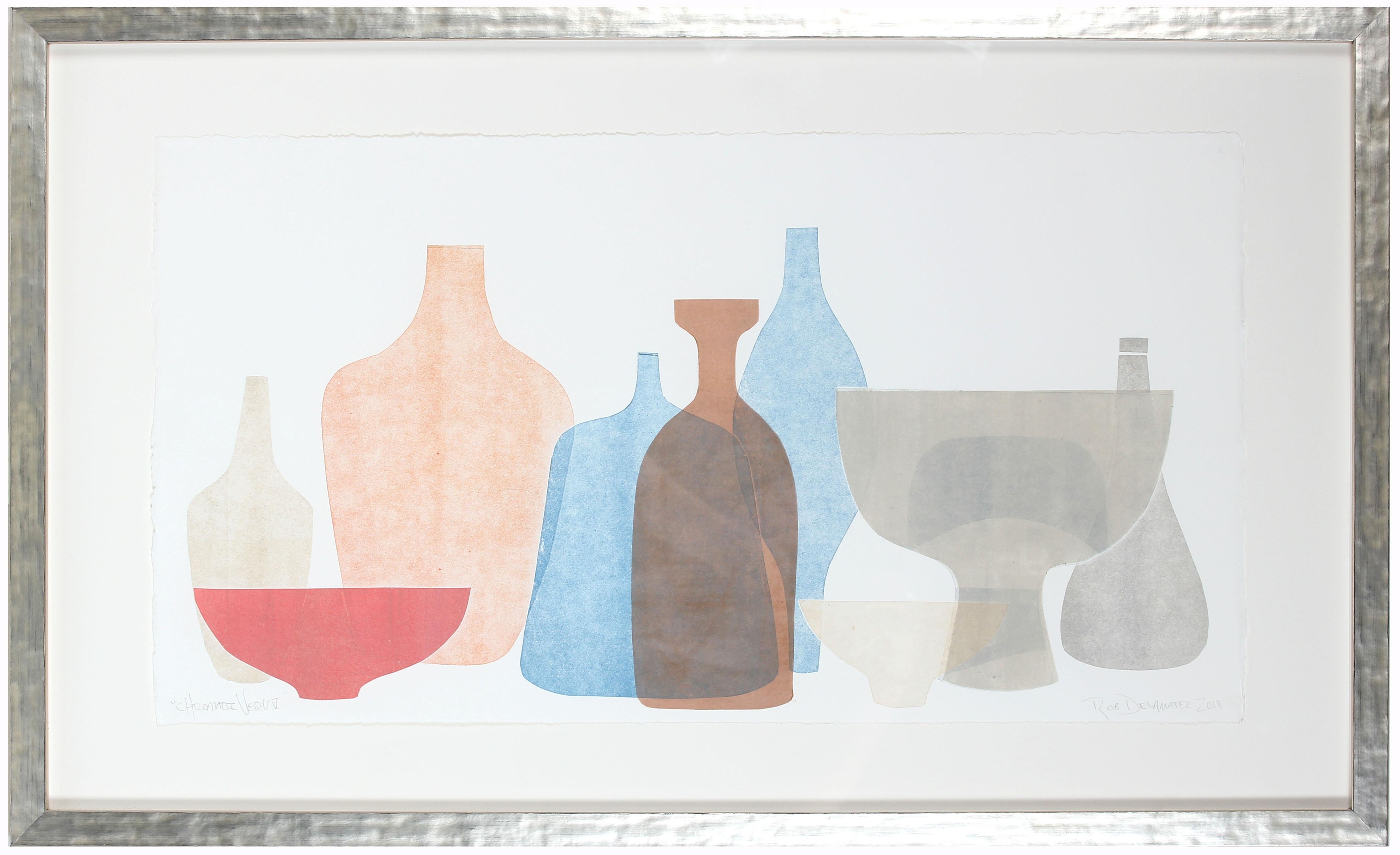 Rob Delamater Still-Life Print - "Chromatic Vessels V" Abstracted Still Life 