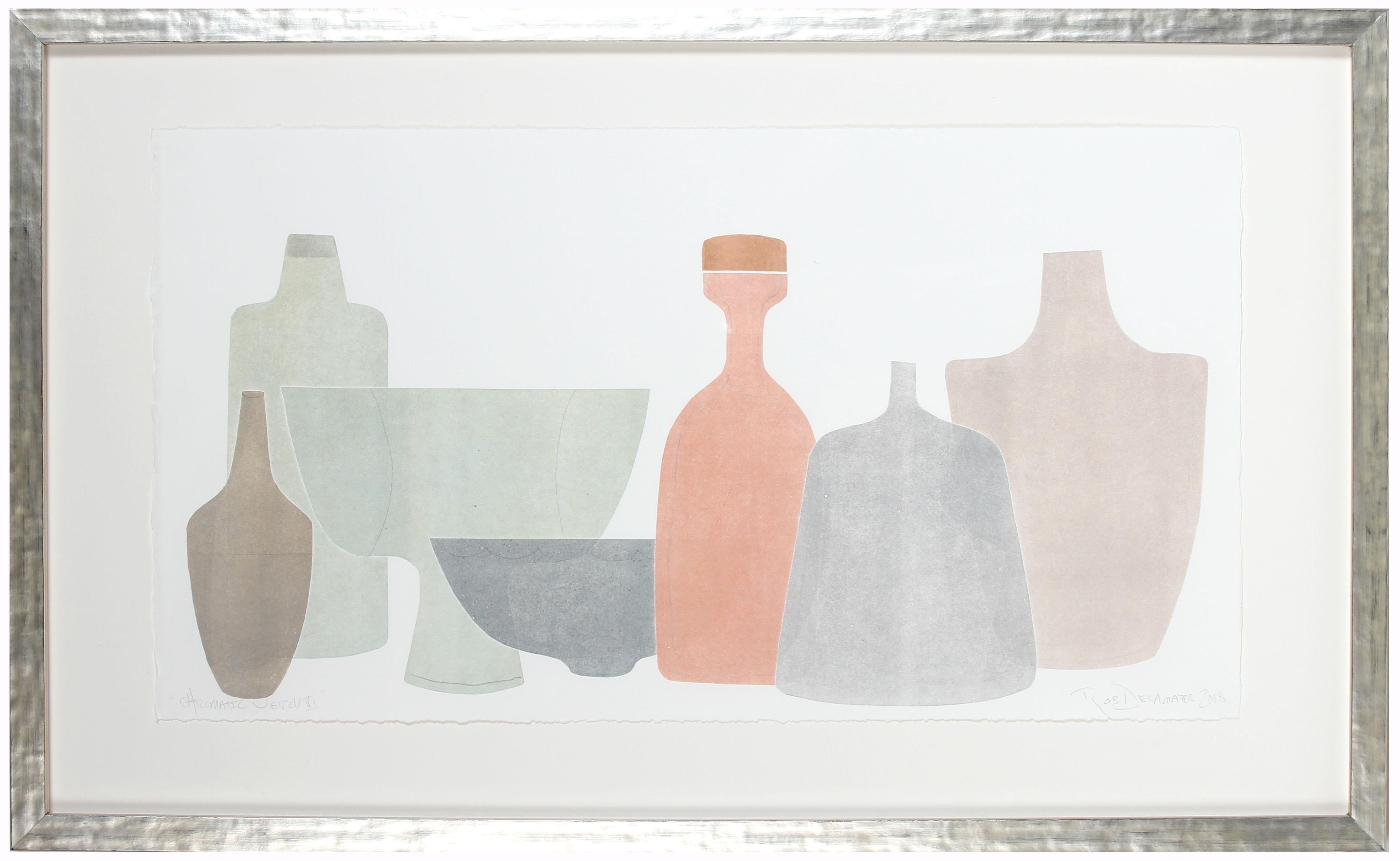 Rob Delamater Abstract Print - "Chromatic Vessels VI" Abstracted Still Life 