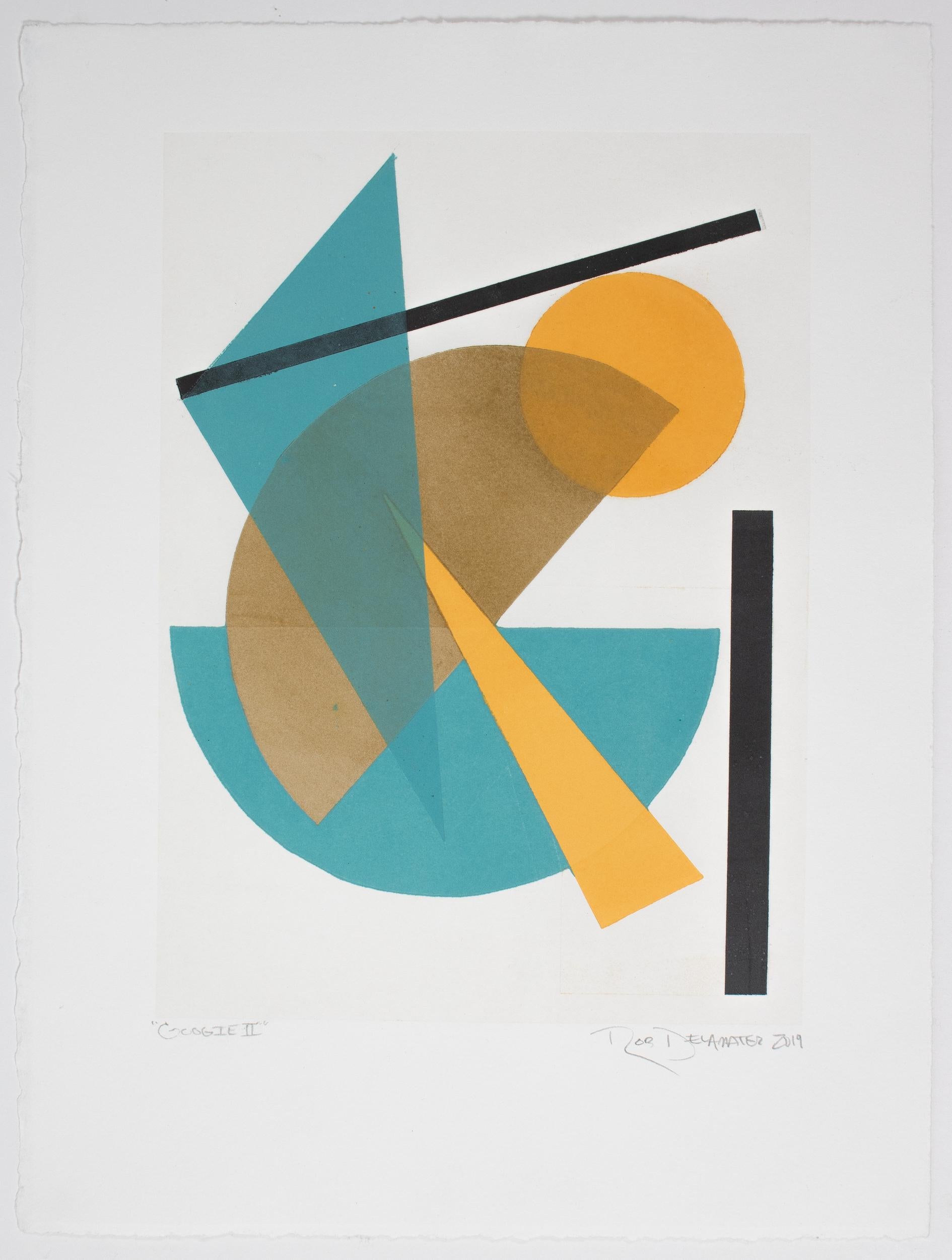 Rob Delamater Abstract Print - "Googie II" 2019 Monotype