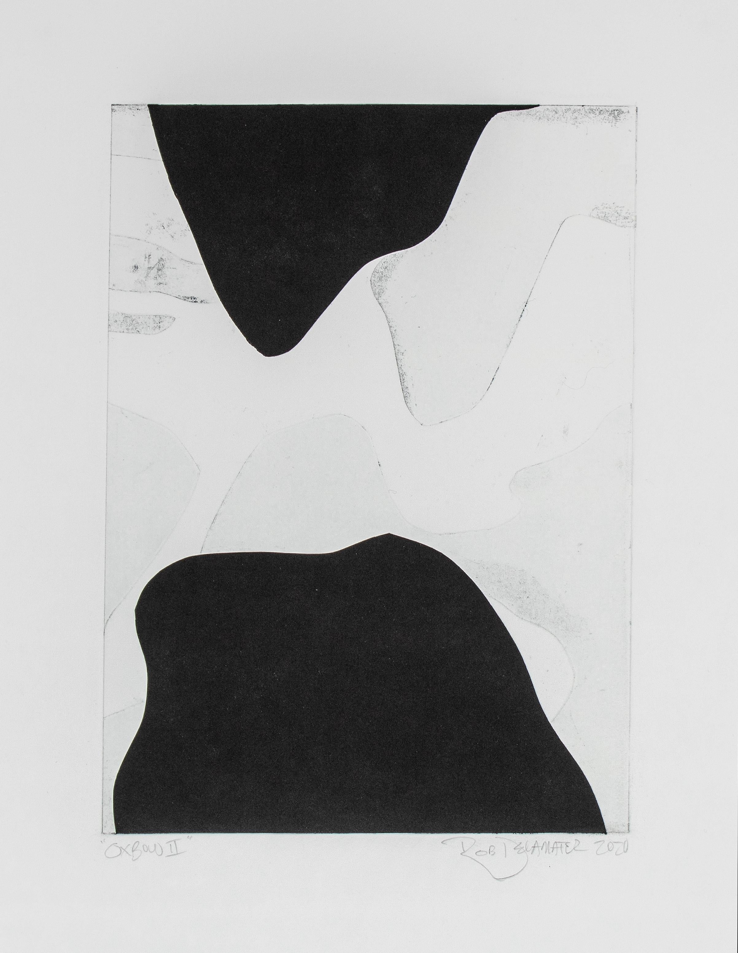 Rob Delamater Abstract Print - "Oxbow II" 2020 Monotype