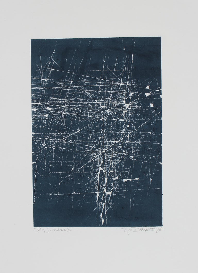 Rob Delamater &quot;Sky Sequence II&quot; Dark Blue Relief Print