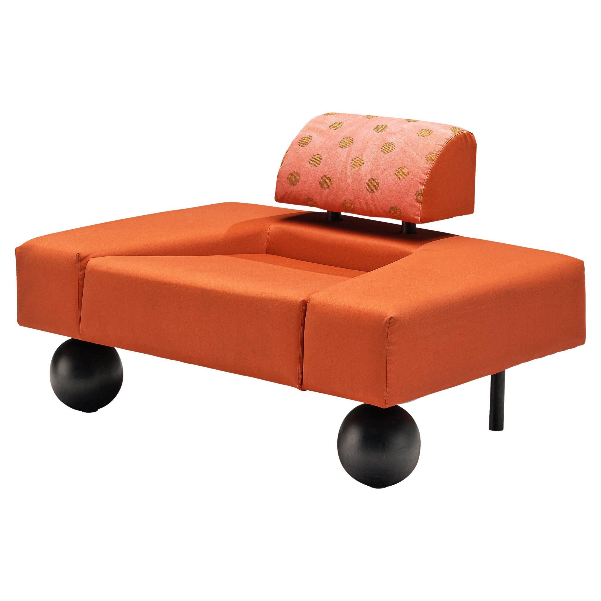 Rob Eckhardt für Pastoe Lounge Chair 'Pouffe Garni' mit rotem Stoffbezug
