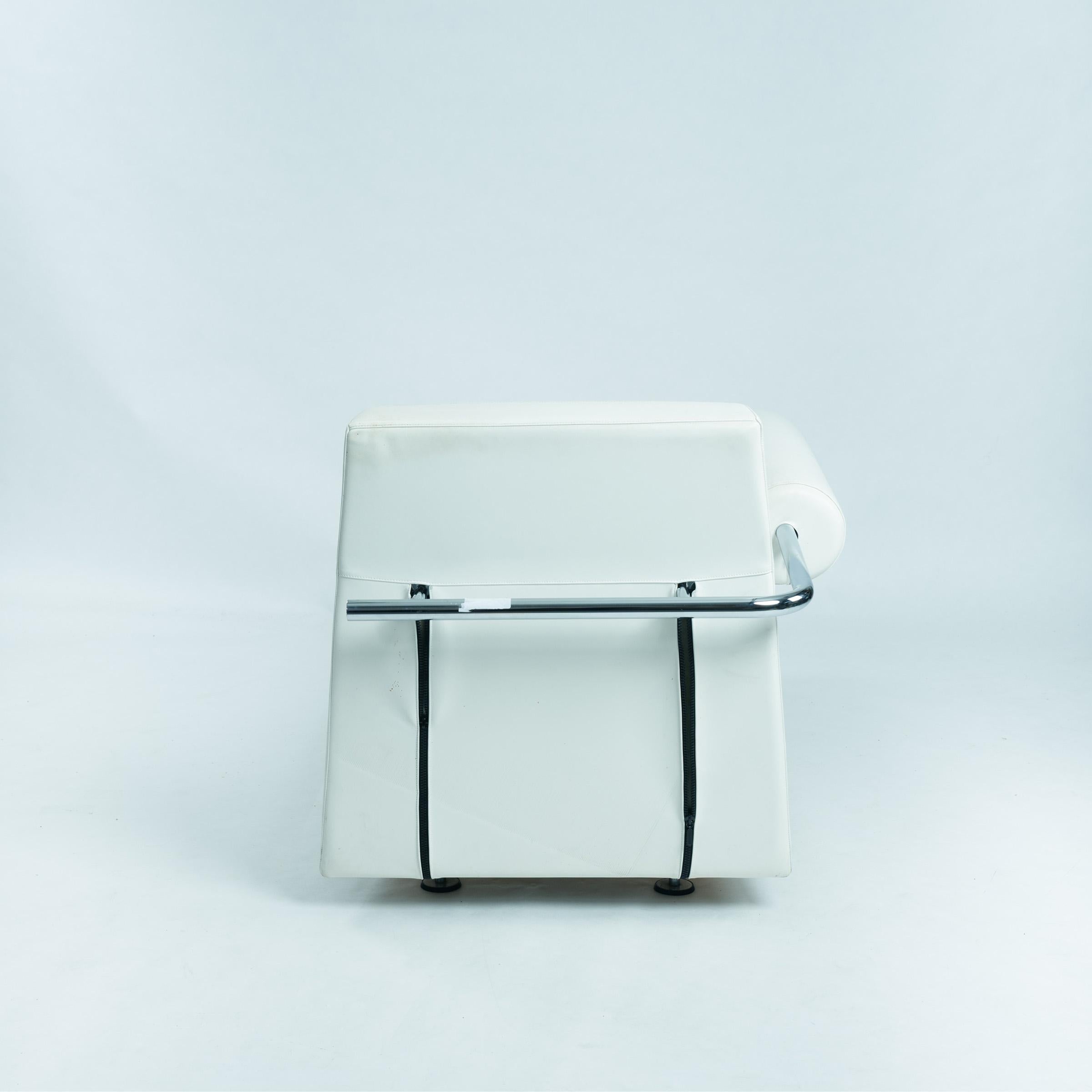 Rob Eckhardt Karel Doorman postmoderne Chaiselongue weißes Leder Stahlrohr (Niederländisch) im Angebot