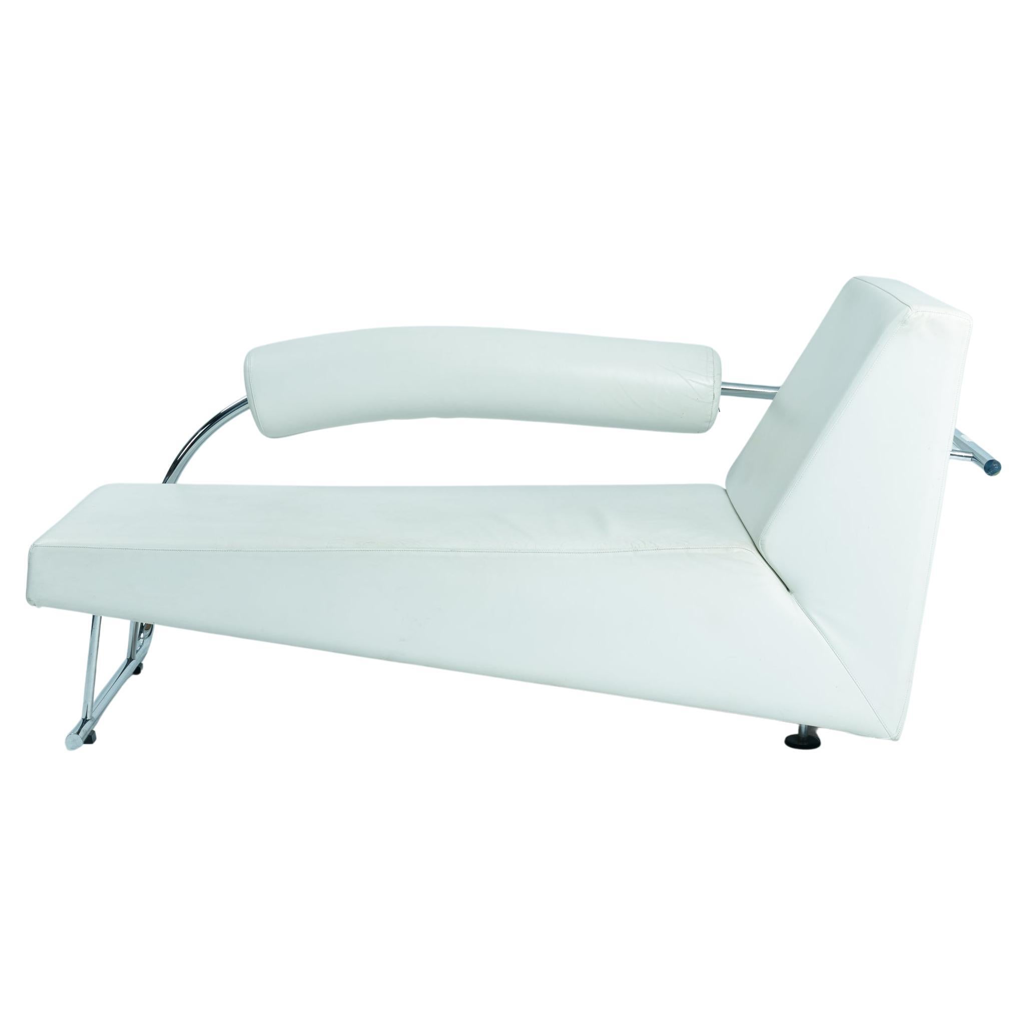 Rob Eckhardt Karel Doorman postmoderne Chaiselongue weißes Leder Stahlrohr im Angebot