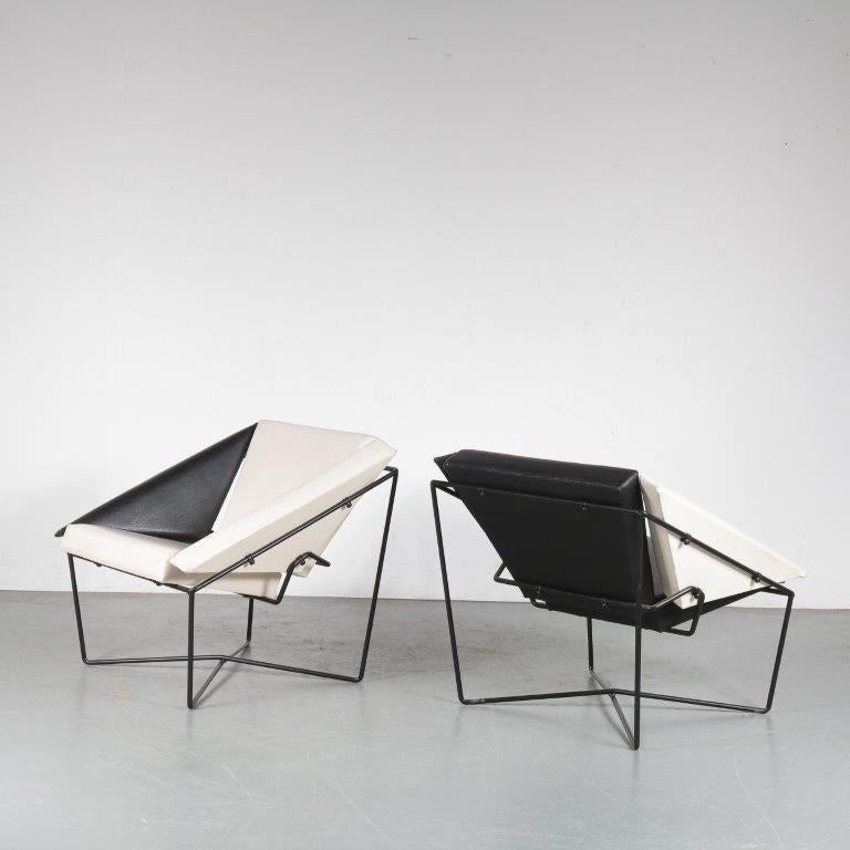 Metal Rob Eckhardt Pair of “Van Speyk” Chairs for Pastoe, Netherlands, 1984 For Sale