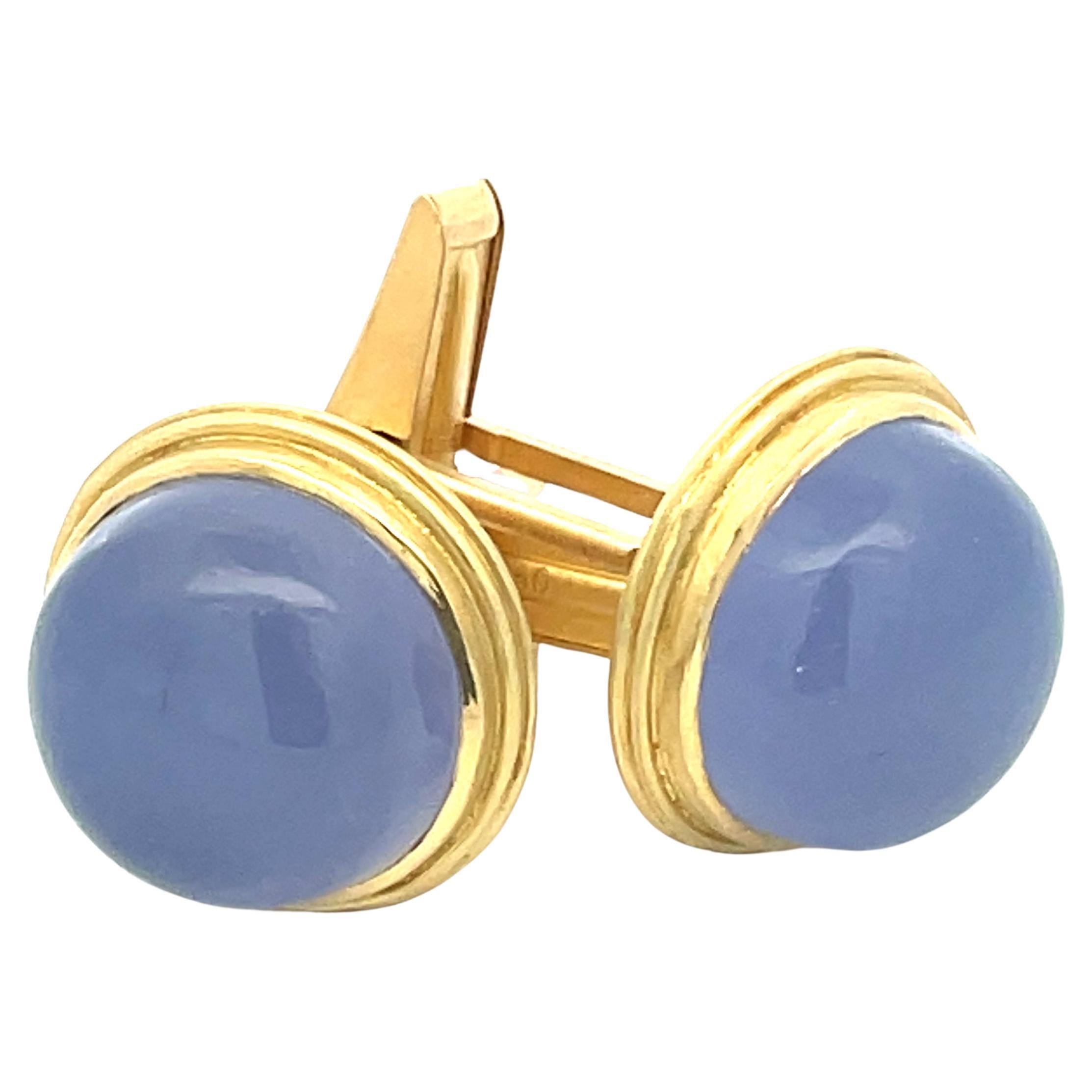 Rob Greene: 18K Blue Chalcedony Cufflinks For Sale