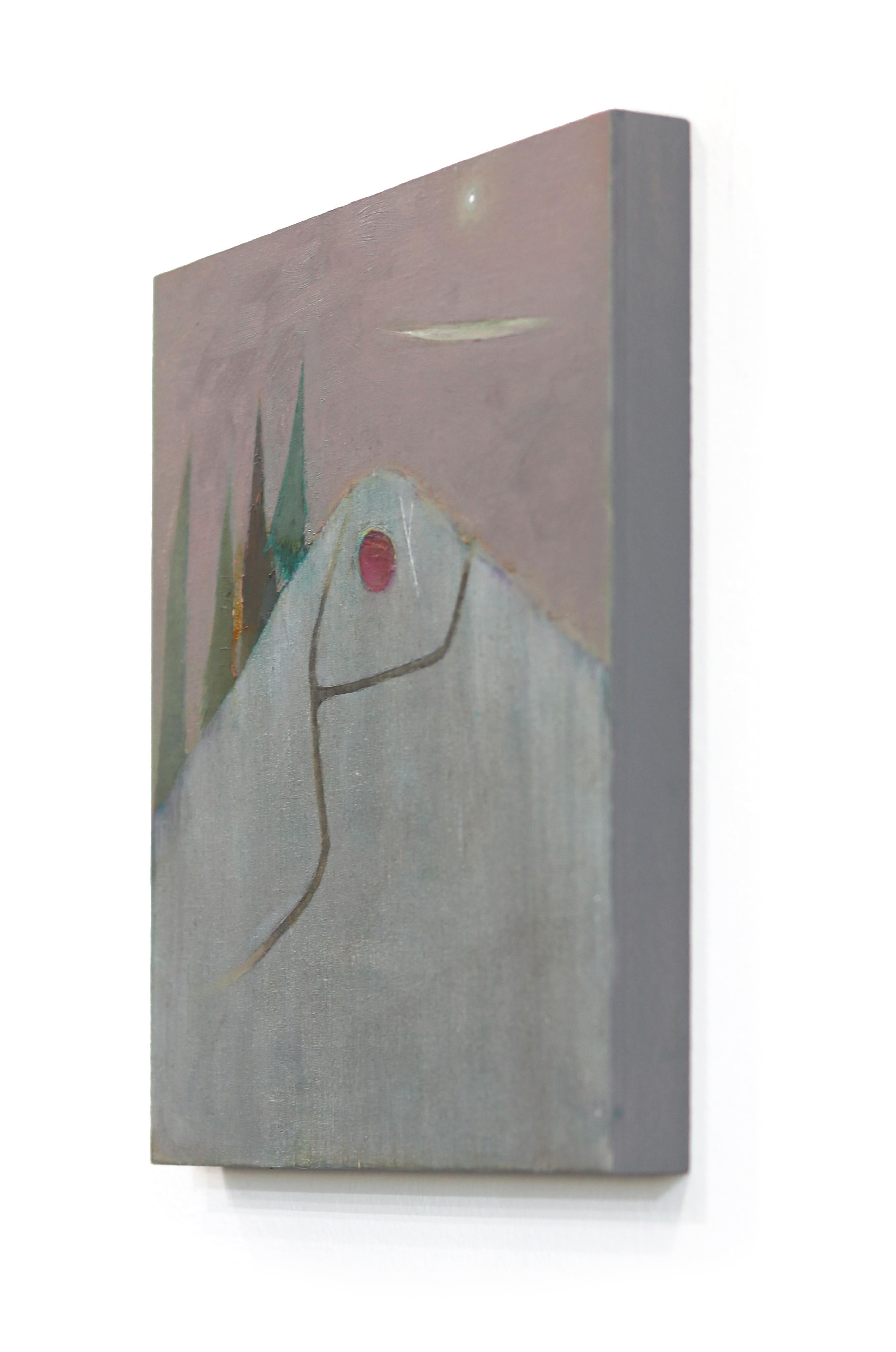 Caminos de cementerio - Pintura original surrealista de paisaje abstracto de mal humor - Abstract Painting Gris de Rob Katkowski