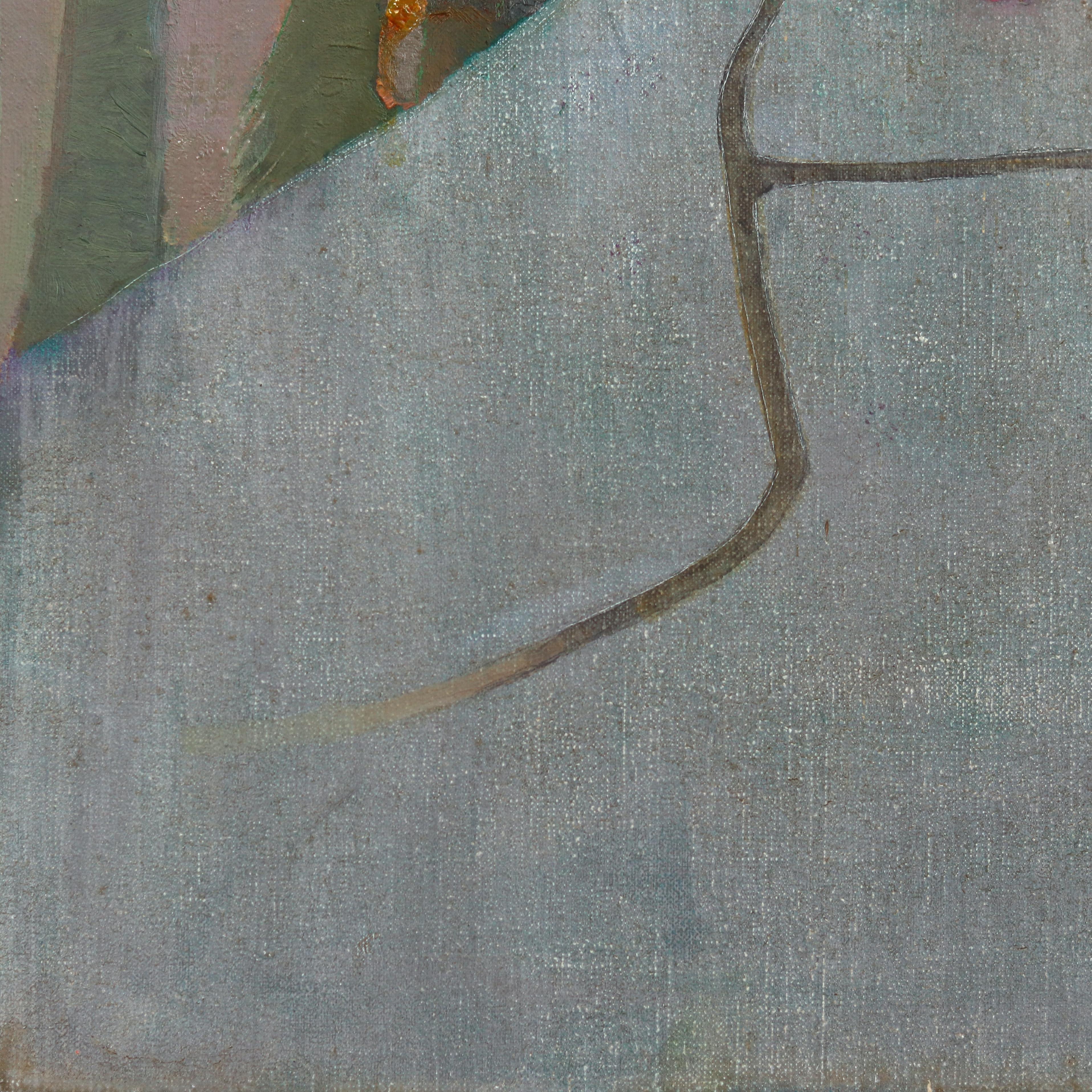 Caminos de cementerio - Pintura original surrealista de paisaje abstracto de mal humor en venta 2