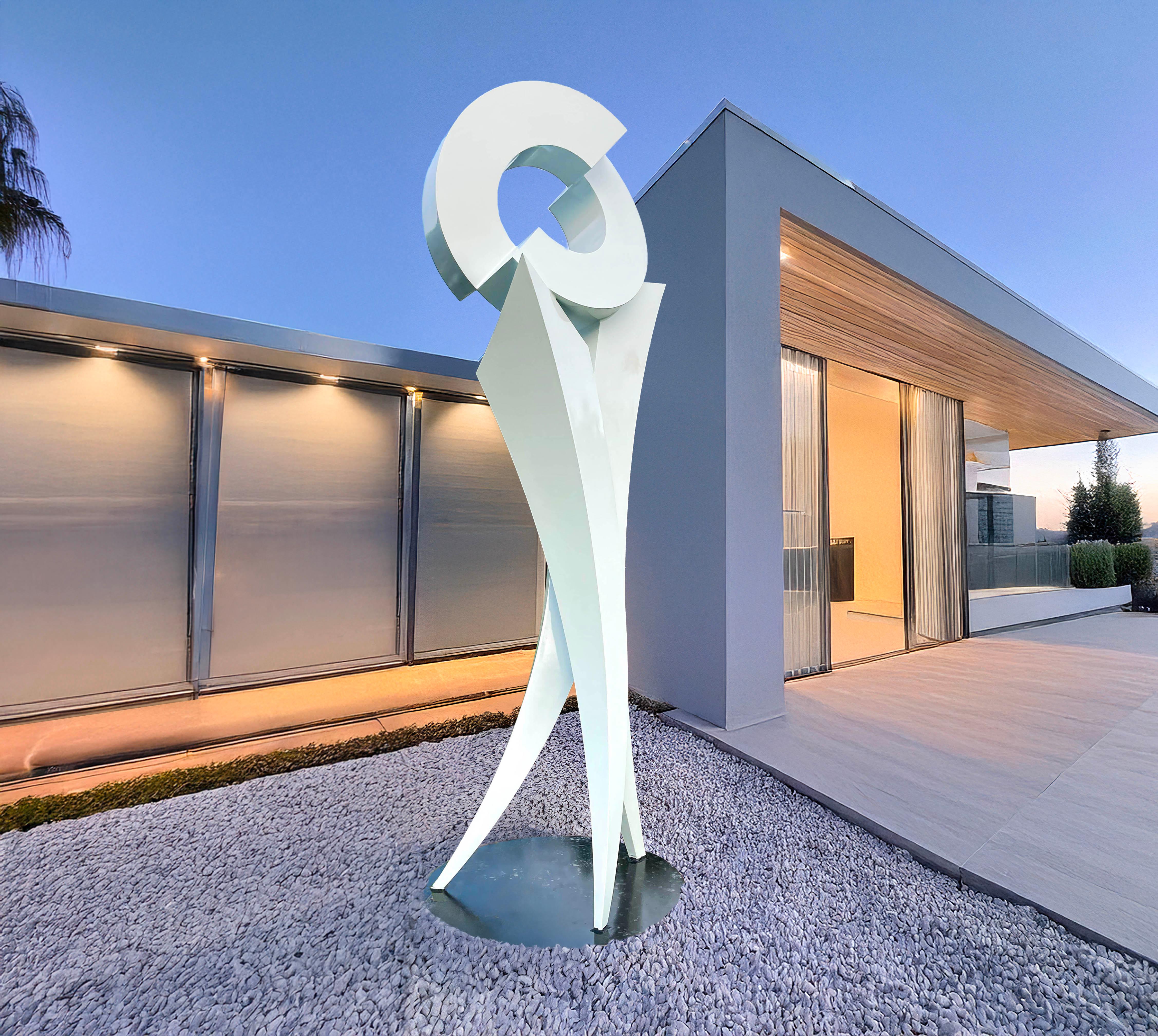 Arctic Princesse - sculpture d'extérieur contemporaine en aluminium peint en blanc en vente 3