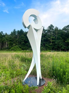 Princesa del Ártico - escultura contemporánea de aluminio pintado en blanco para exteriores
