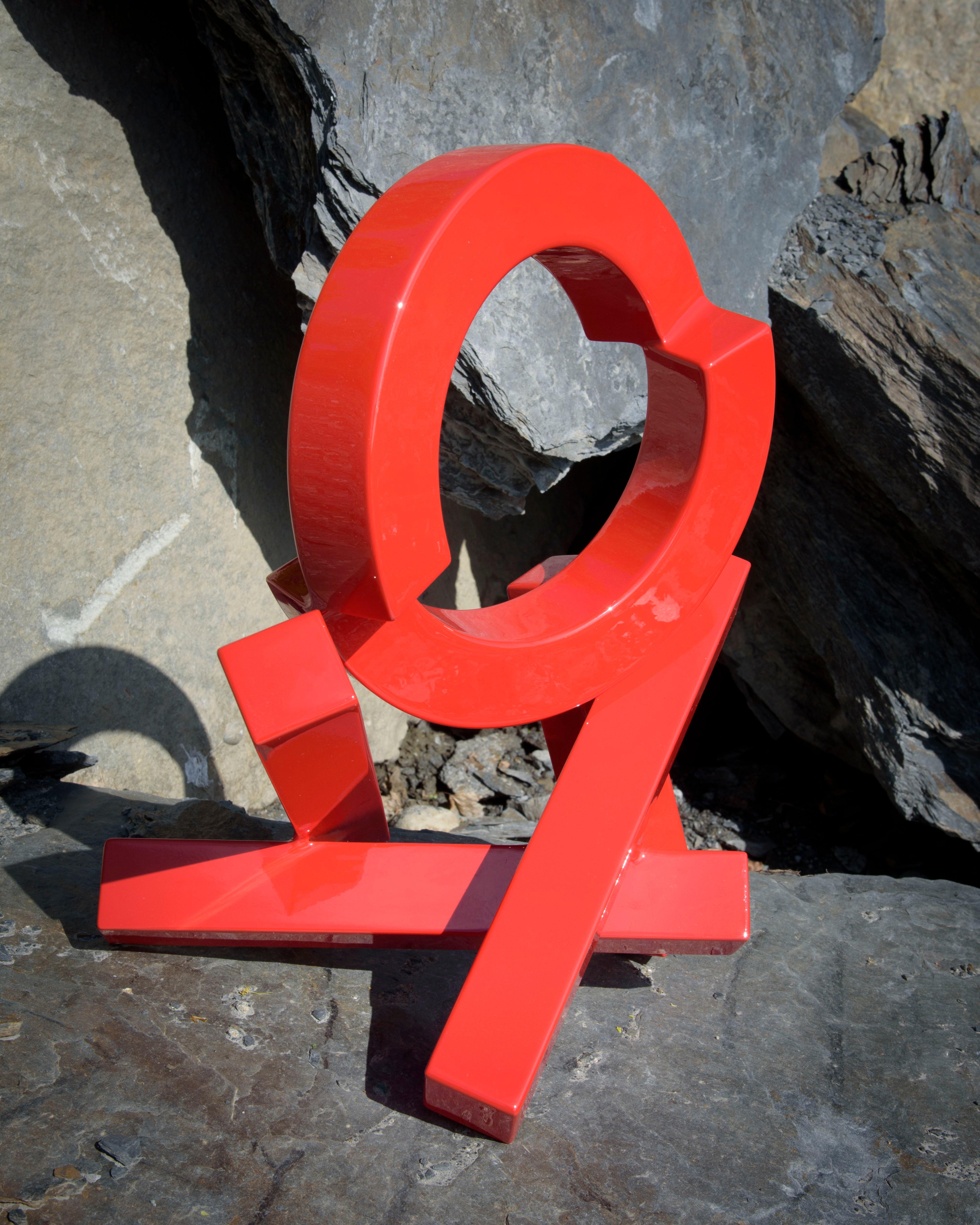 Rob Lorenson Abstract Sculpture - 'Red Quadrilateral', abstract geometric aluminum indoor/outdoor sculpture