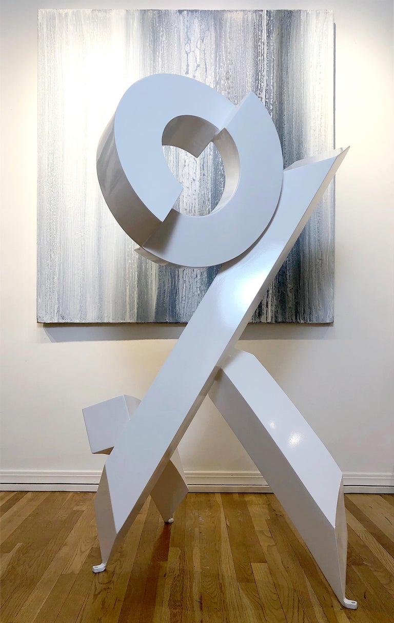 White Rhythm 4 Abstract Geometric Aluminum Indoor Outdoor Sculpture
