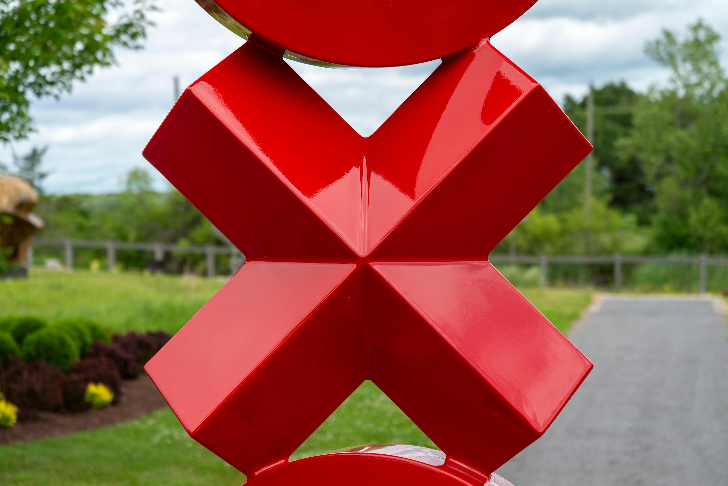 XOXOX - scultura contemporanea, astratta, in alluminio verniciato, da esterno - Abstract Sculpture Verde di Rob Lorenson