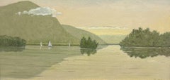Rob Meyers, "Misty Morning, Bolton" Adirondack Lake Landscape Oil Painting 