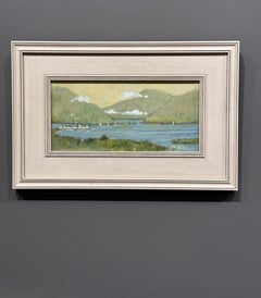 Rob Meyers, "Sailing at Dawn", 6x12 Adirondack Lake George Oil Painting