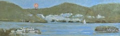 Rob Meyers, "Segeln bei Narrows", 4x12 Adirondack Lake George Ölgemälde