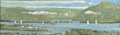 Rob Meyers, "Navegando en Narrows", 4x12 Adirondack Lake George Pintura al óleo