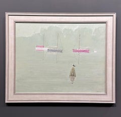 Rob Meyers, "Seagull", 22x28 New England Sailboat Coastal Water Oil Painting