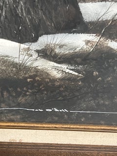 paesaggio invernale con ceppo d'albero