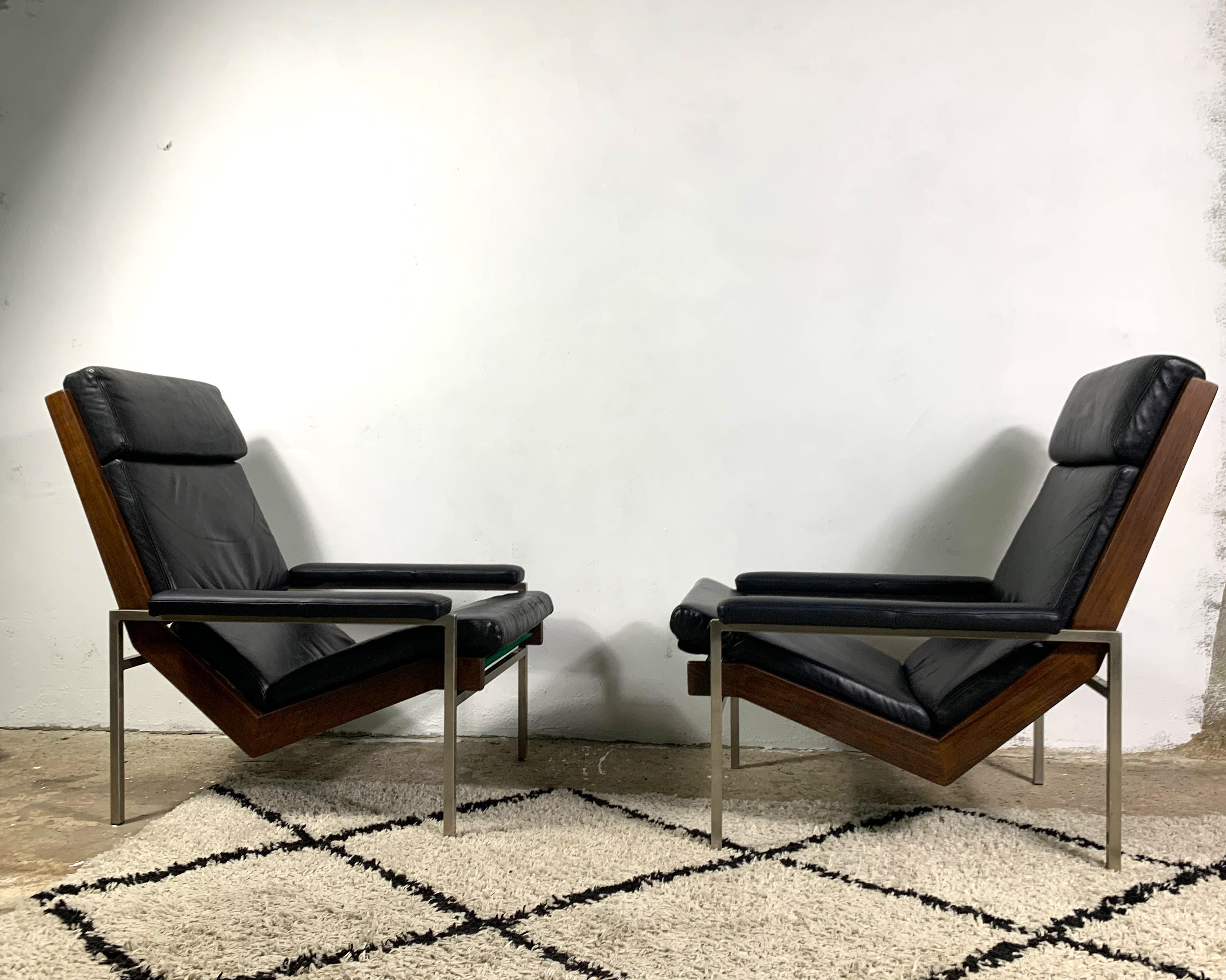 Scandinavian Modern Rob Parry Lotus Armchairs, Rosewood And Leather, 1960s For Sale