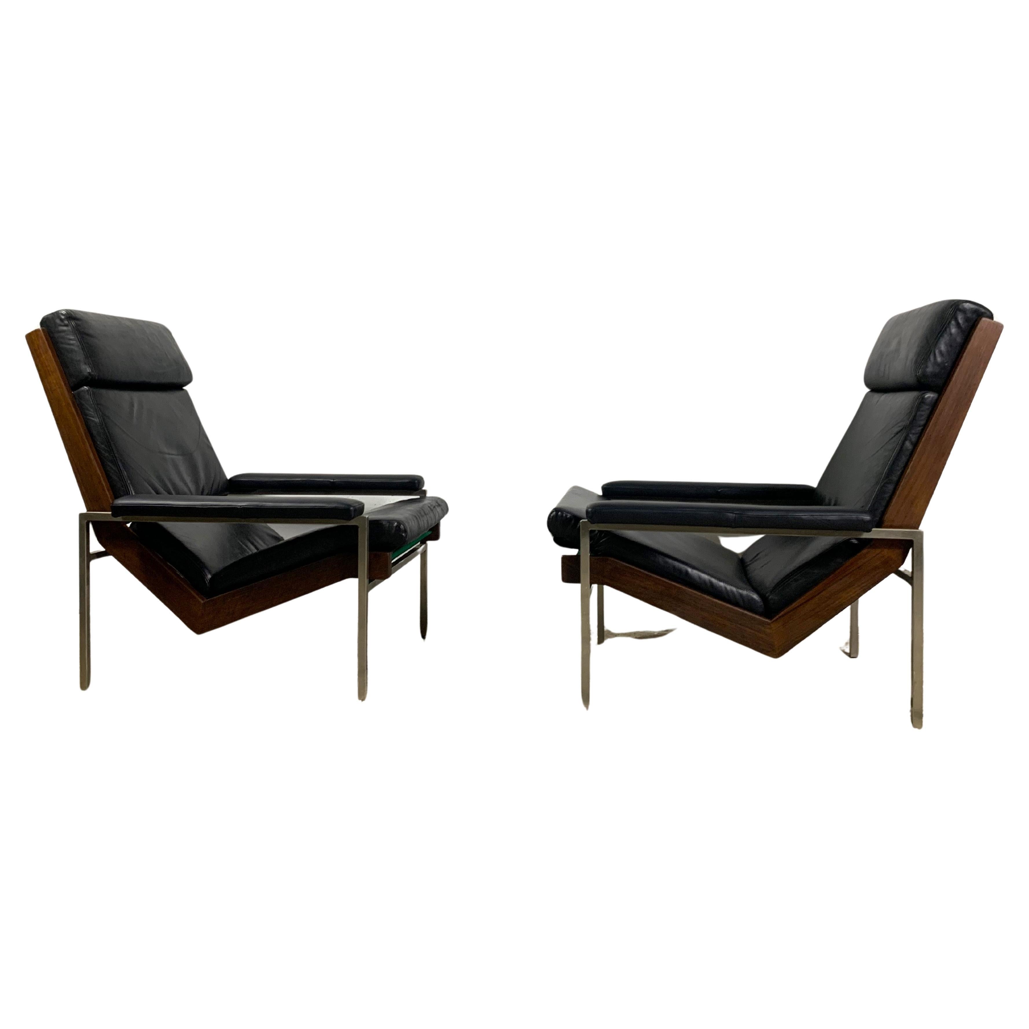 Rob Parry Lotus Armchairs, Rosewood And Leather, 1960s For Sale