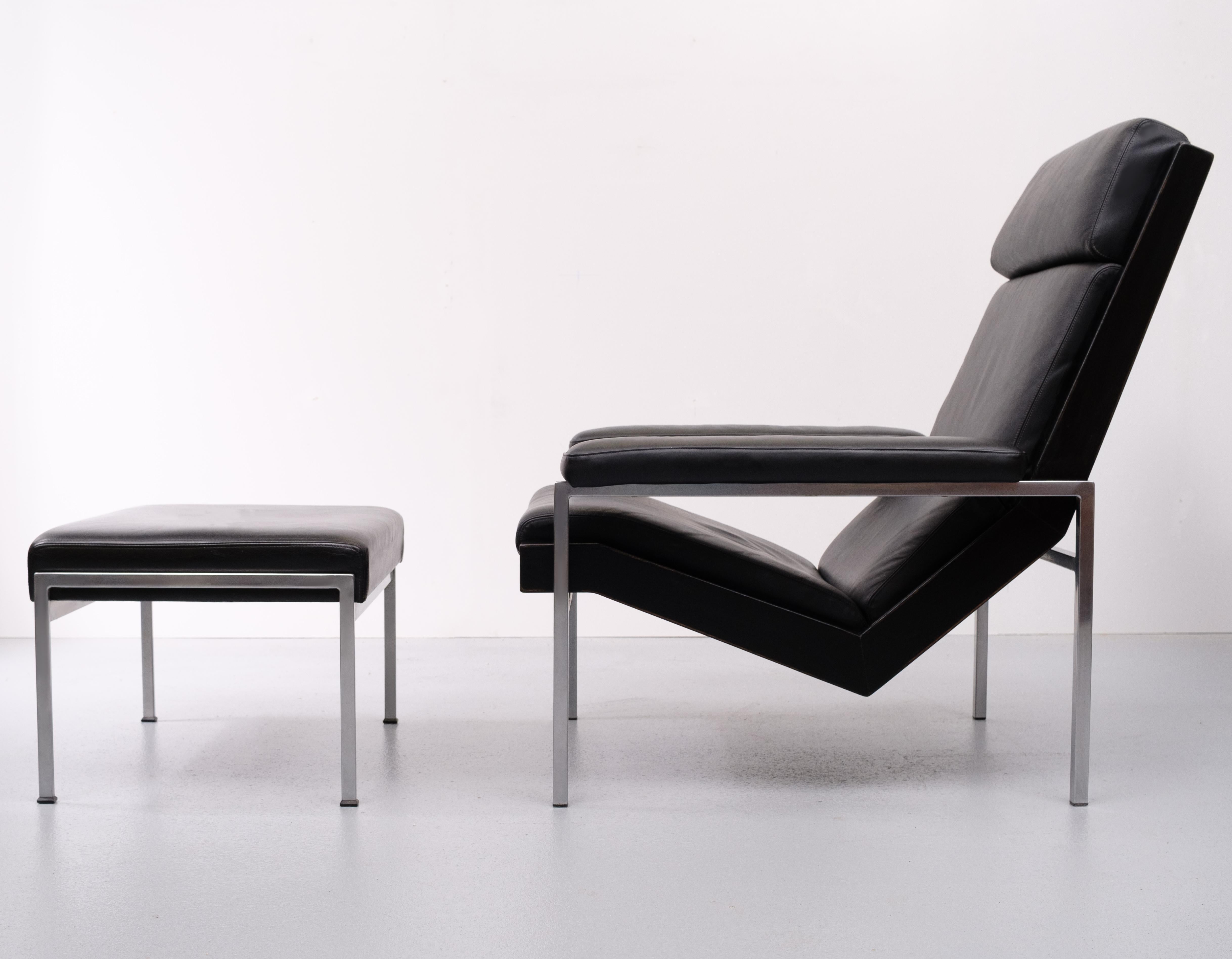 Leather Rob Parry Lotus Lounge Chair and Footstool 1960s