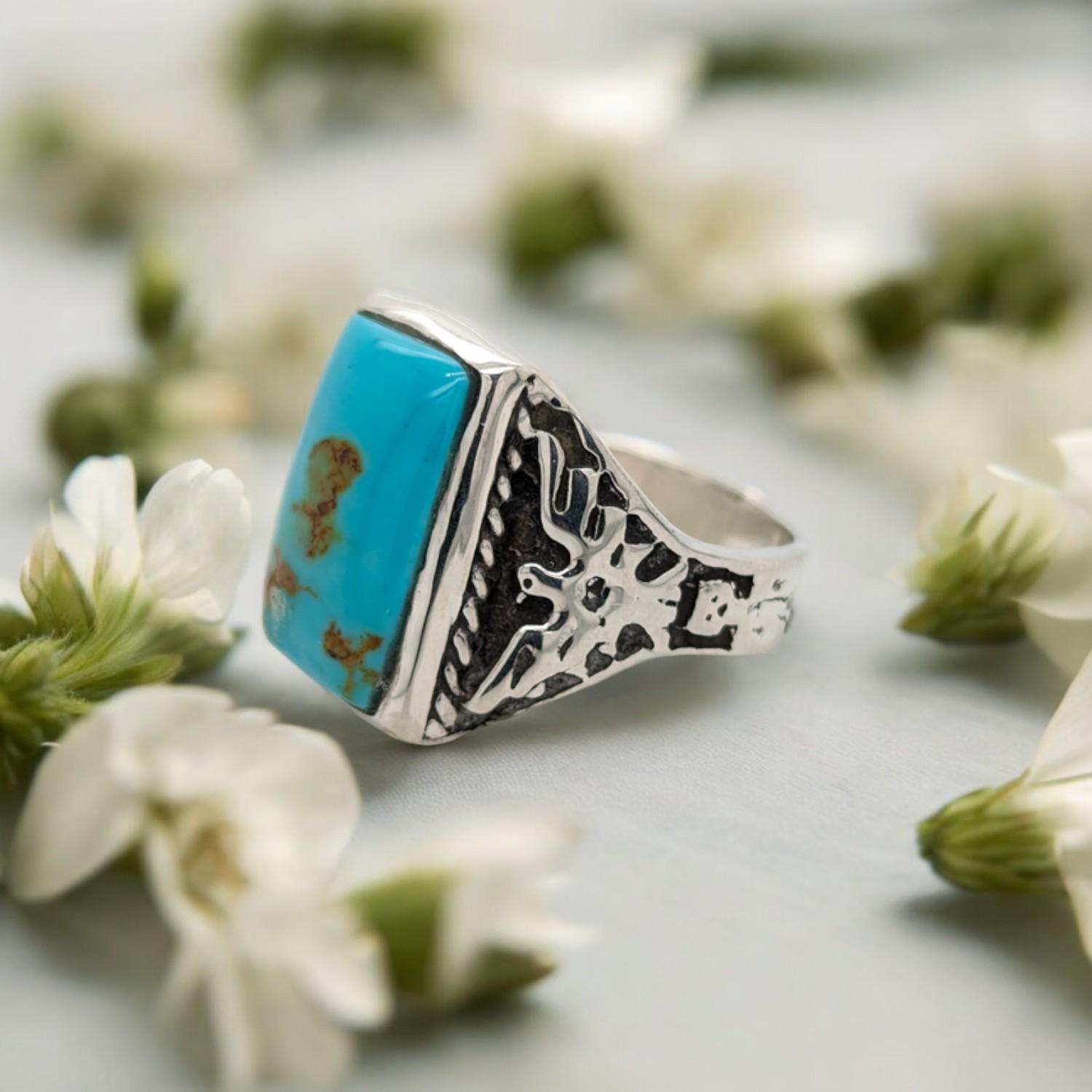 Artisan Rob Sherman's Eagle Pass: Handcrafted Sterling Silver Kingman Turquoise Ring