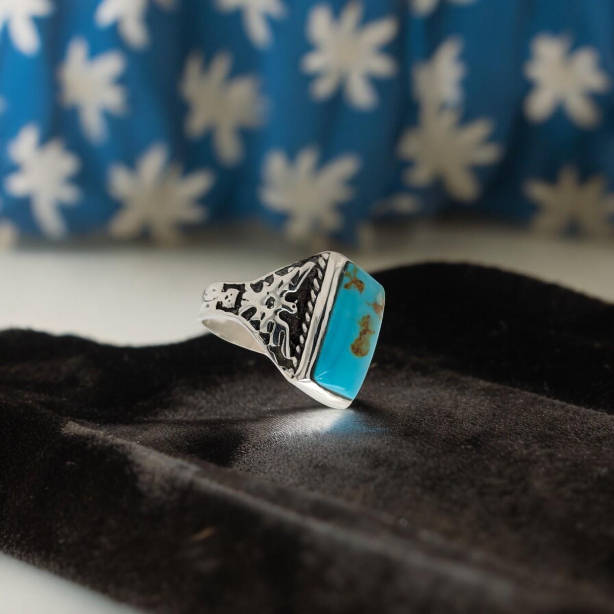 Women's or Men's Rob Sherman's Eagle Pass: Handcrafted Sterling Silver Kingman Turquoise Ring