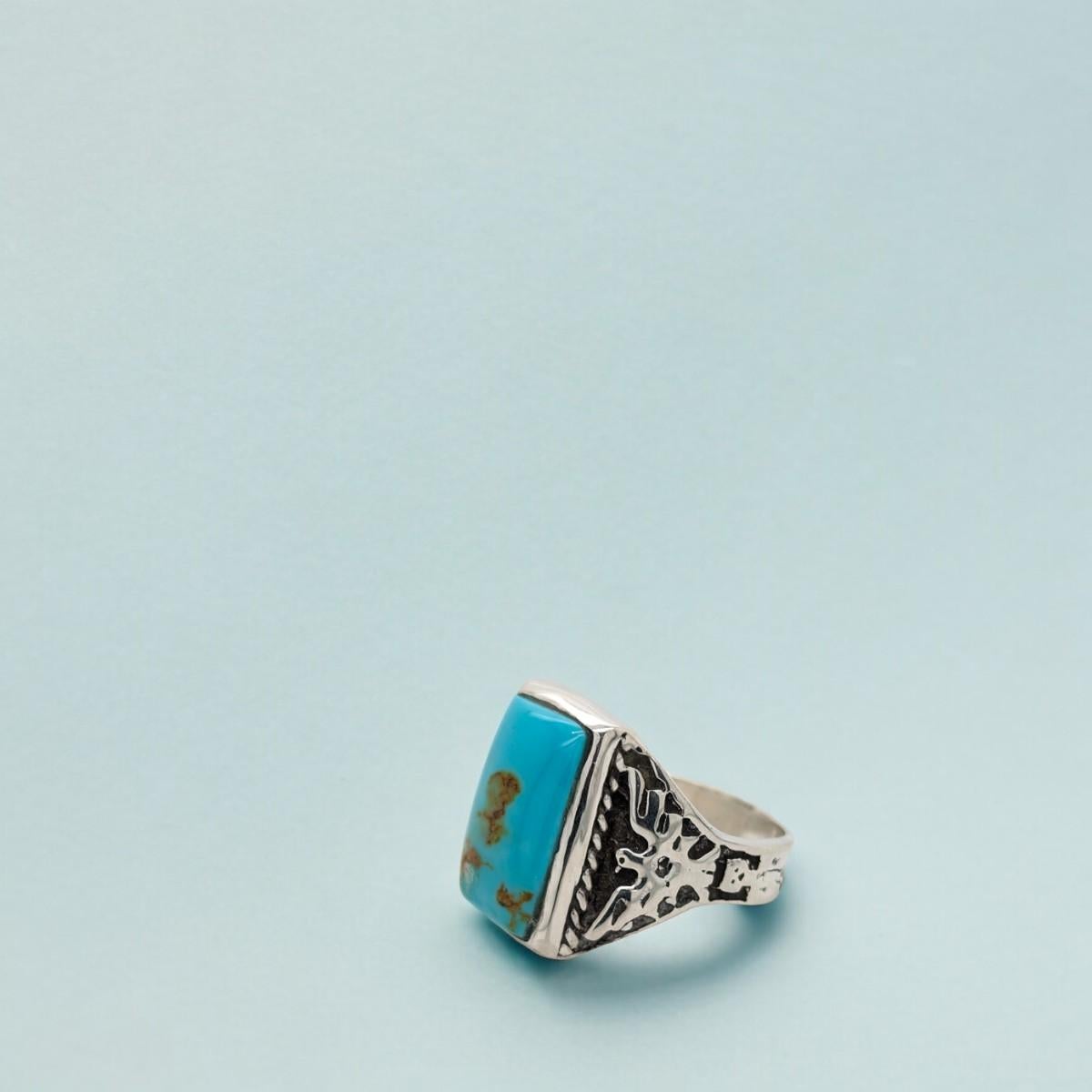 Rob Sherman's Eagle Pass: Handcrafted Sterling Silver Kingman Turquoise Ring 2