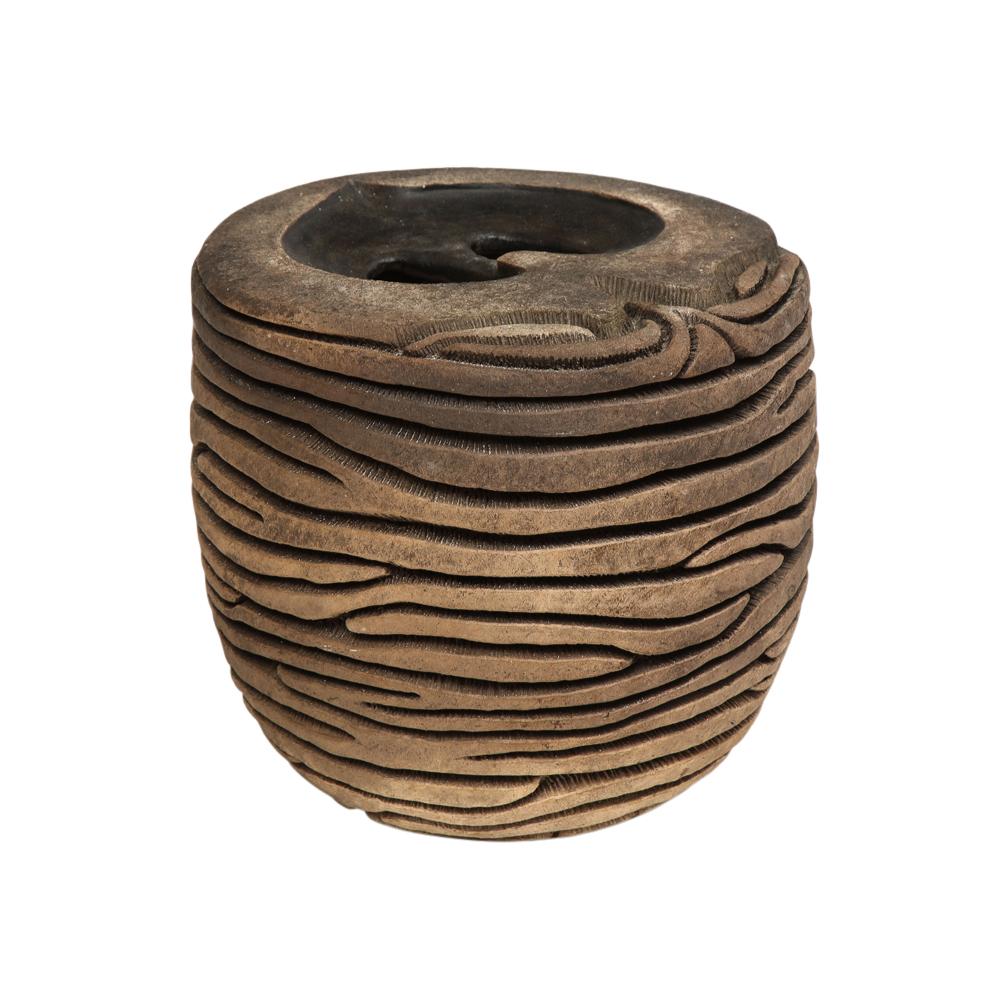 Modern Rob Sieminski Ceramic Vase, Hand Built, Sculpted, Brown, Signed For Sale