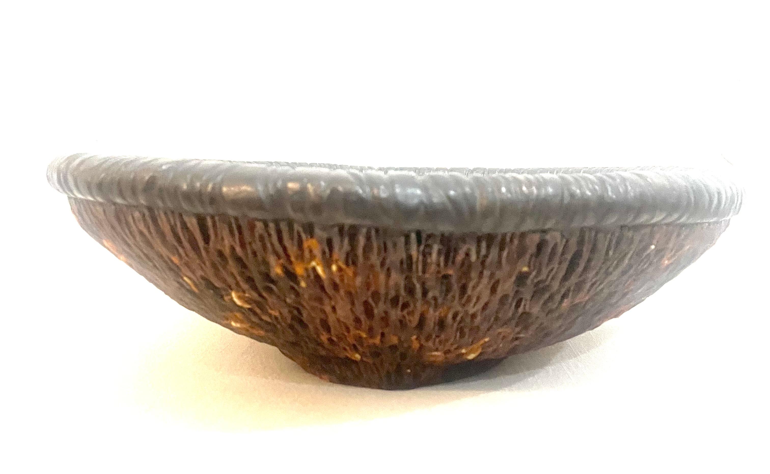 This is a rob sieminski pottery bowl stamped in the bottom. In good condition . Measures 17x5