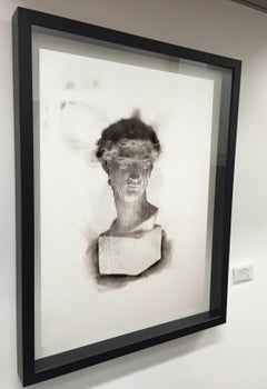 More a Lover than a Fighter - smoke on paper contemporary wood box frame