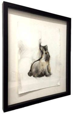 Rabbit # 1 - smoke on paper, classic and contemporary with black box frame