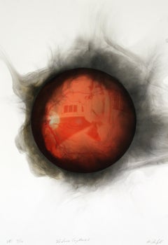 Retina Capture 2 - fumée sur papier, classique et contemporaine avec rouge 