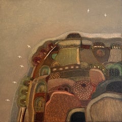 „Listen to the Winds of Heaven“: Öl auf Leinwand mit Wachs, gerahmt, 2025