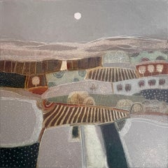 Summer in the Moonlight: Landscape Oil Painting, Framed, 2026