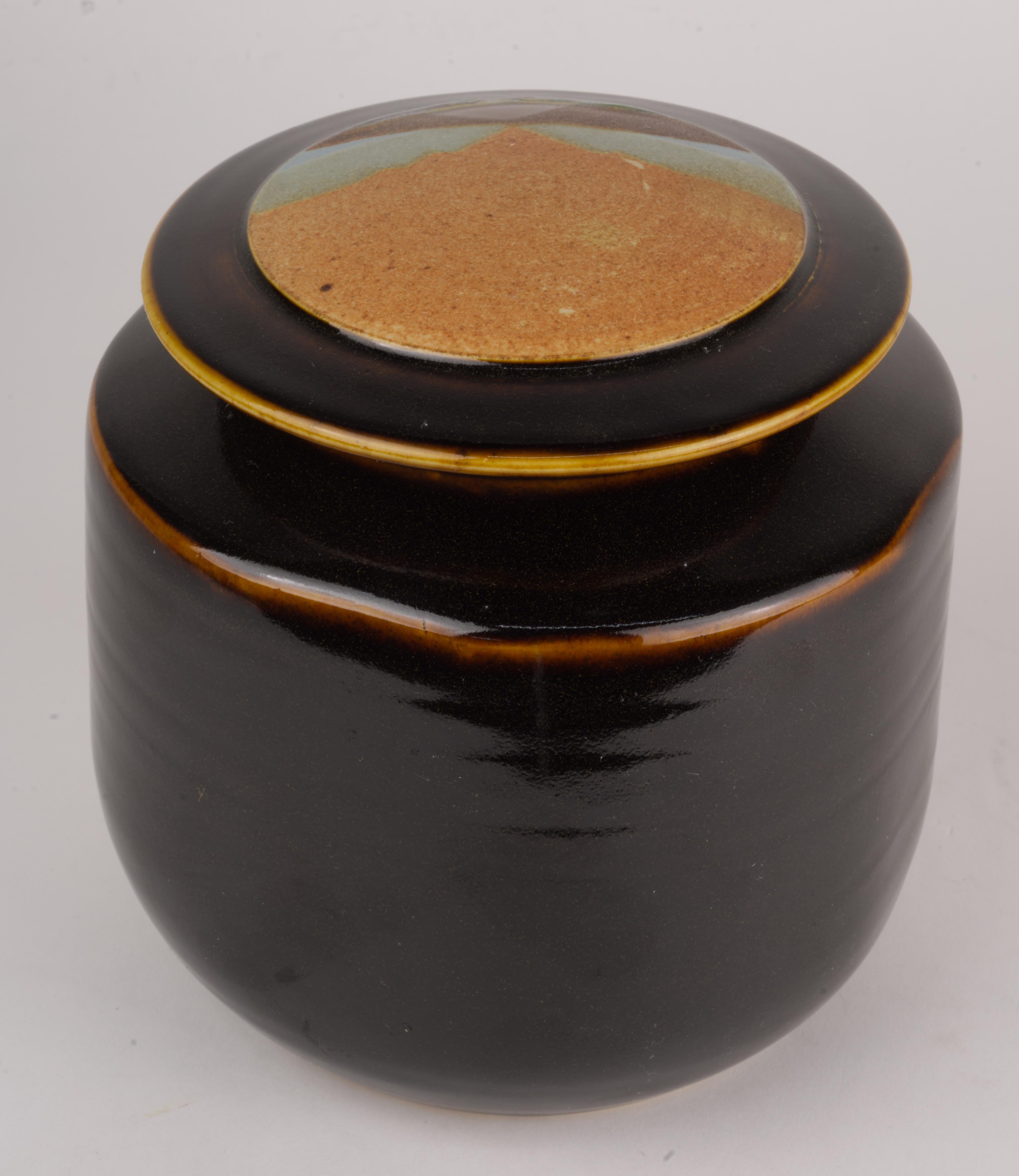 Organic Modern Rob Wiedmaier Covered Vessel Jar Organic Landscape Medium For Sale