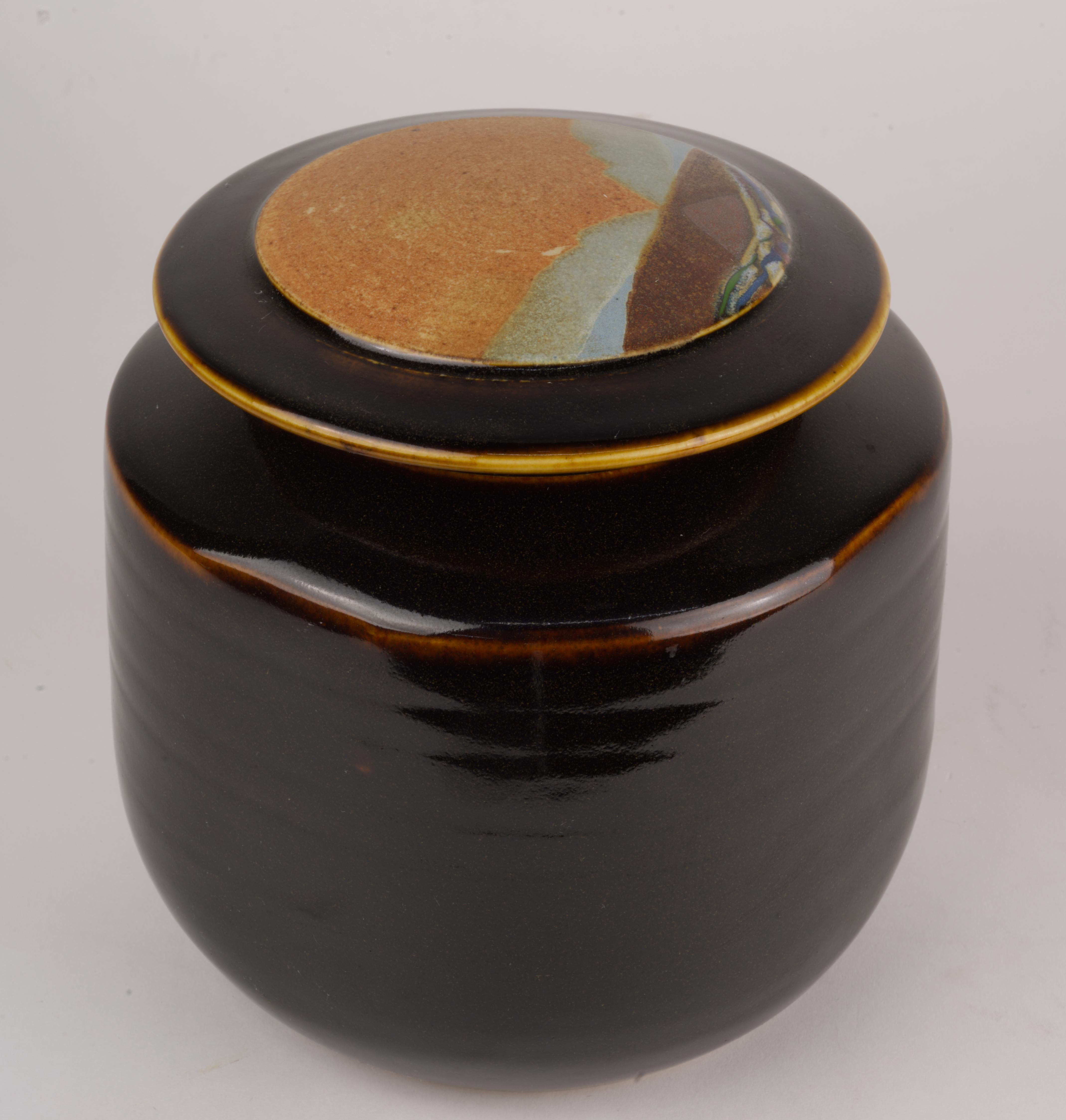 Américain Rob Wiedmaier Covered Vessel Jar Organic Landscape Medium (Jarre couverte paysage organique) en vente