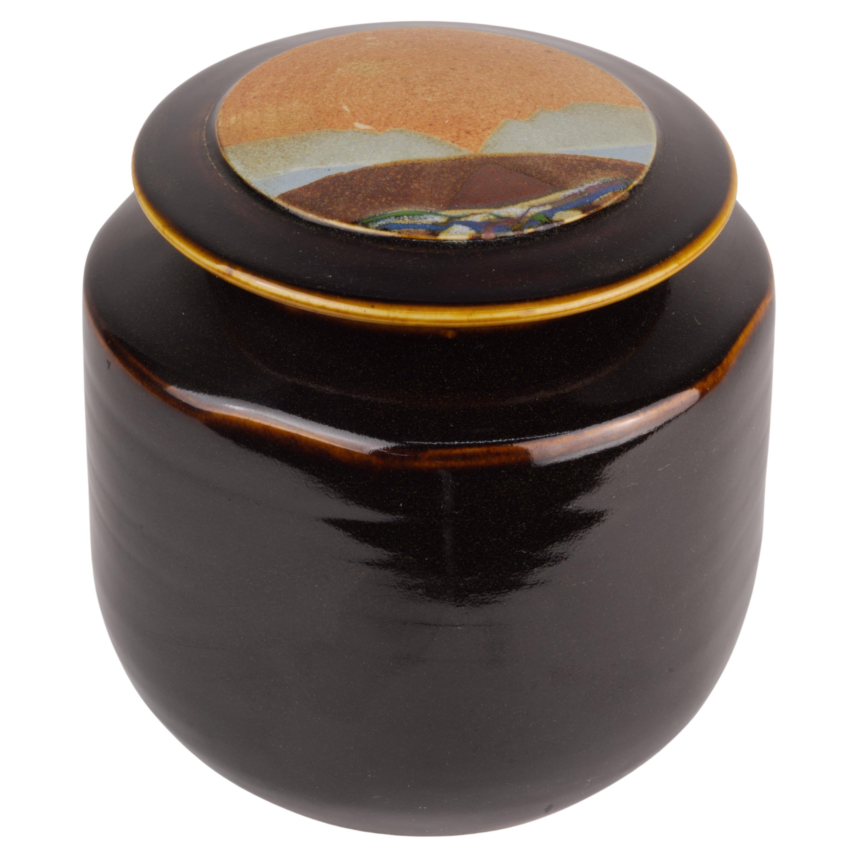 Rob Wiedmaier Covered Vessel Jar Organic Landscape Medium (Jarre couverte paysage organique) en vente