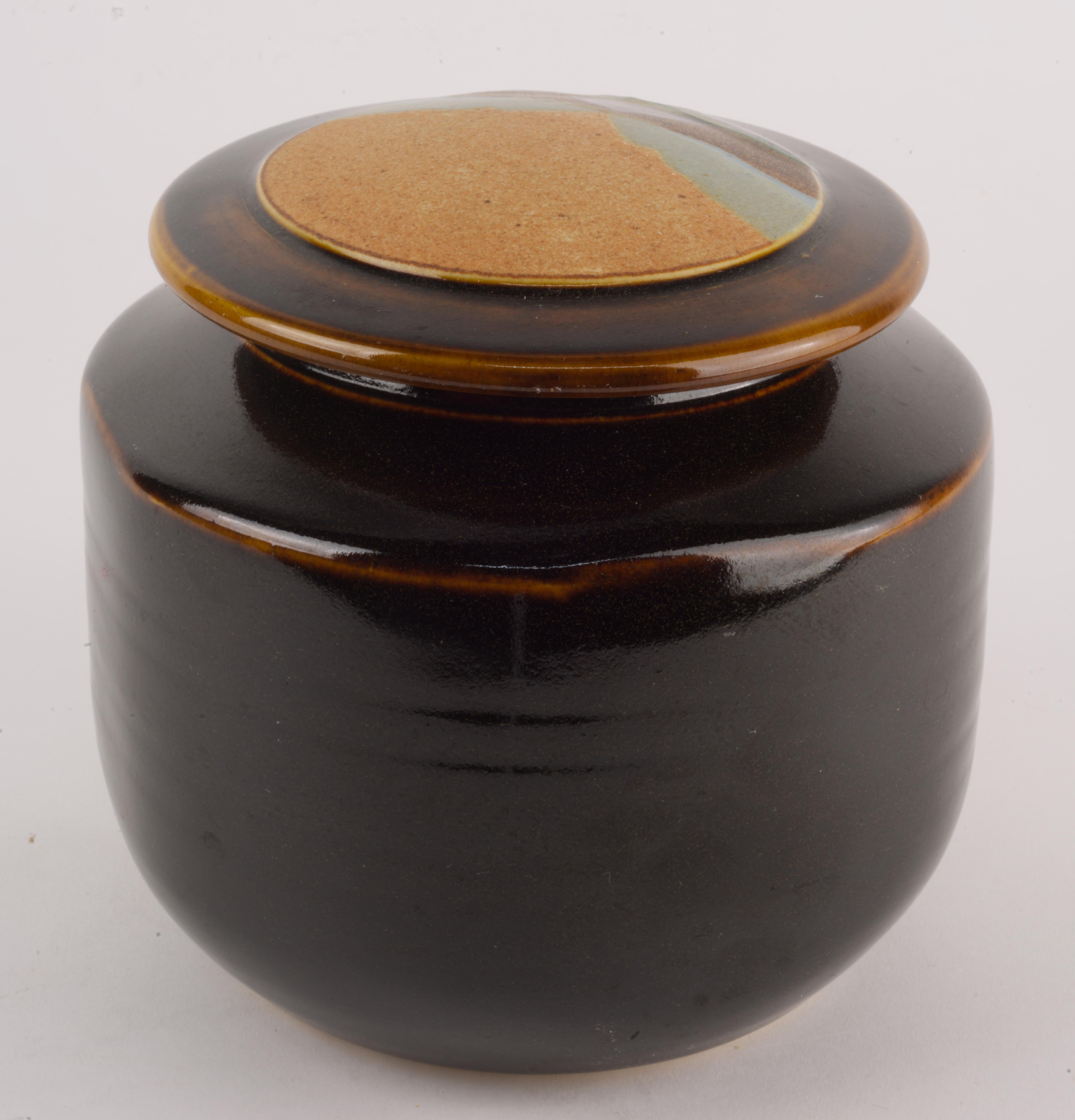 Organic Modern Rob Wiedmaier Covered Vessel Jar Organic Landscape Small For Sale