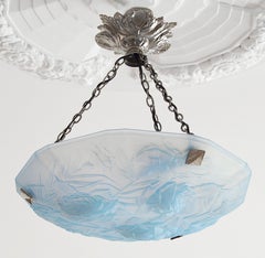Roba French Art Deco Opalescent Pendant Chandelier 1920