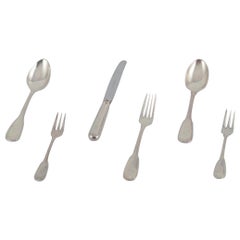 Robbe & Berking, Germany. A six-piece alpaca flatware set, mid-20th C.