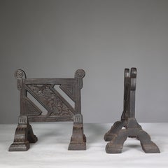 Robbins and Co Henry Jeckyll attr. A pair of Anglo-Japanese cast iron fire dogs.