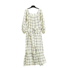 Robe Combinaison FR40 Ecrufarbenes Maxi-Overall mit Rüschen und Gürtel aus Baumwolle UK12 US10