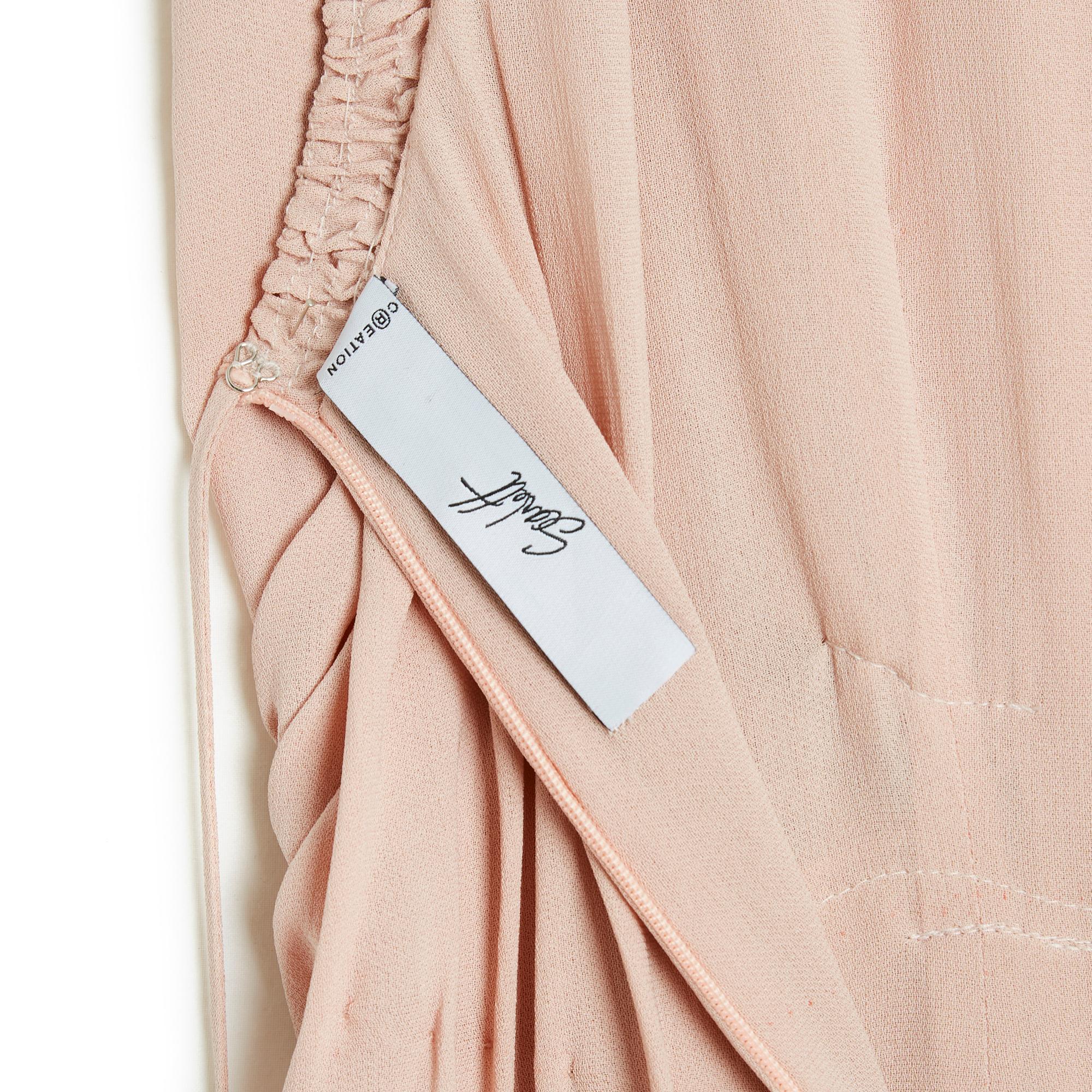 Robe Maxi Couture FR38 Pink Nude Silk Crepe Vestal Maxi Dress UK10 US8 For Sale 1