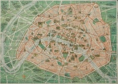 Map of Paris, Published by Robelin, Antique Pictorial Map, circa 1913