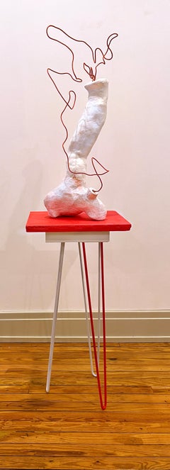 Contemporary Conceptual Ceramic Sculpture Red Spiral Female Artist Unique Object